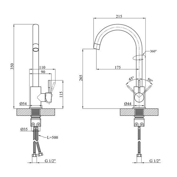 Змішувач для кухні Kroner KRP Edelstahl Komposit - SCH035 (CV027437) CV027437 фото
