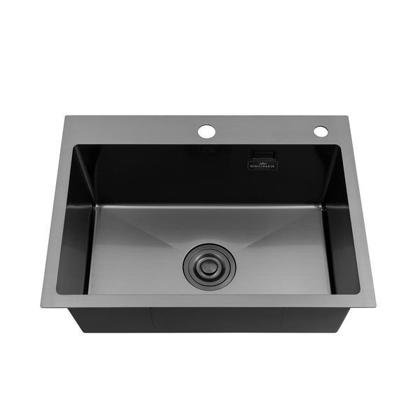 Набір 3 в 1 мийка для кухні Kroner KRP Schwarze - 5843HM PVD (CV022794) + дозатор SET-2231-30 фото