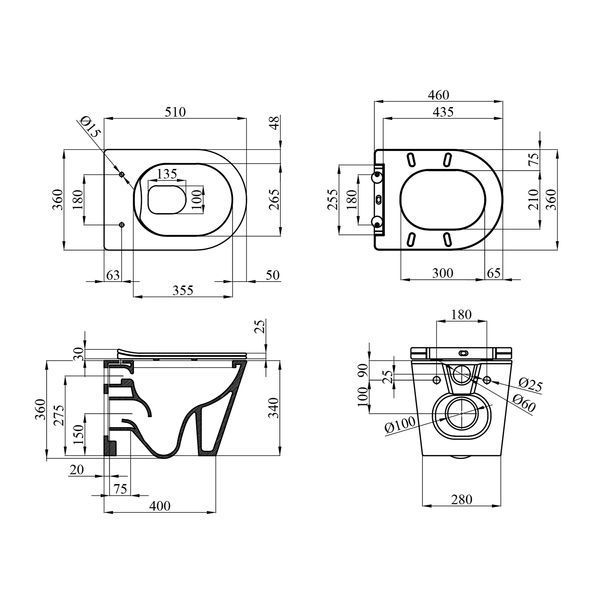 Набір 2 в 1 Kroner Armada WHI513636 RIMLESS Slim Duroplast / Soft-close / Quick relase (CV029610) + Kroner KRP Edelstahl Klassisch - SCH053 (CV029967) SET-2502-9 фото