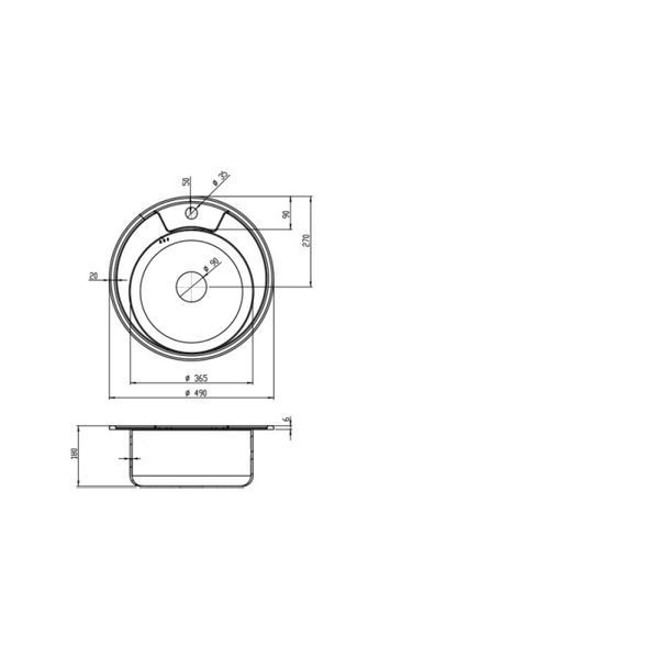 Кухонна мийка Kroner KRP Dekor-490 (0,6 мм) (CV022761) CV022761 фото