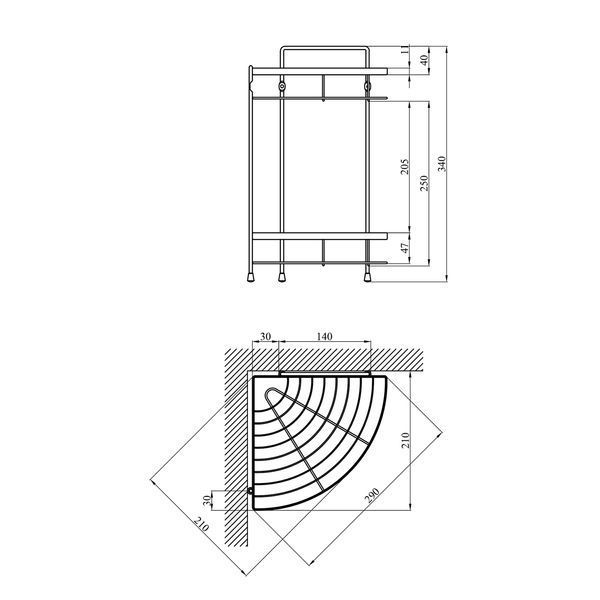 Полиця для ванної кімнати кутова Kroner KRM Rizze - ACC329-2 (CV022913) CV022913 фото