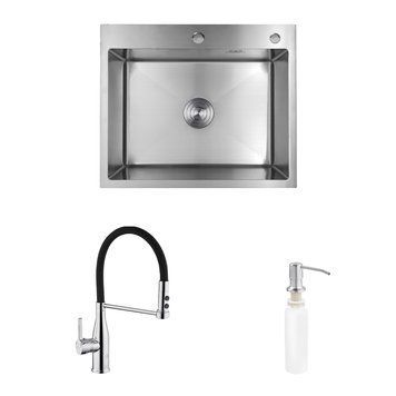 Комплект кухонна мийка Kroner Geb&uuml;rstet-6050HM + змішувач Ersel-C03111BLK + дозатор Spender-016 (CVS29845) CVS29845 фото