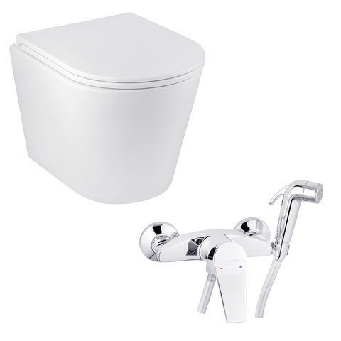 Набір 2 в 1 Kroner Armada WHI513636 RIMLESS Slim Duroplast / Soft-close / Quick relase (CV029610) + Kroner KRP Enzo - C052 (CV023609) SET-2502-11 фото