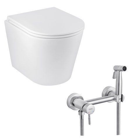 Набір 2 в 1 Kroner Armada WHI513636 RIMLESS Slim Duroplast / Soft-close / Quick relase (CV029610) + Kroner KRP Edelstahl Klassisch - ESG052 (CV027929) SET-2502-12 фото
