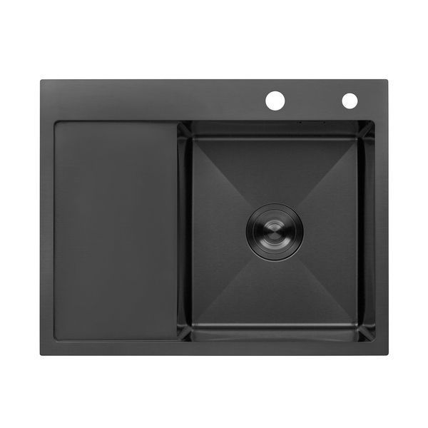 Набір 4 в 1 мийка для кухні Kroner KRP Schwarze - 6350RHM PVD (CV031323) + Kroner KRP Ersel - GRP03112BLK (CV035579) + дозатор + кошик SET-2244-12 фото